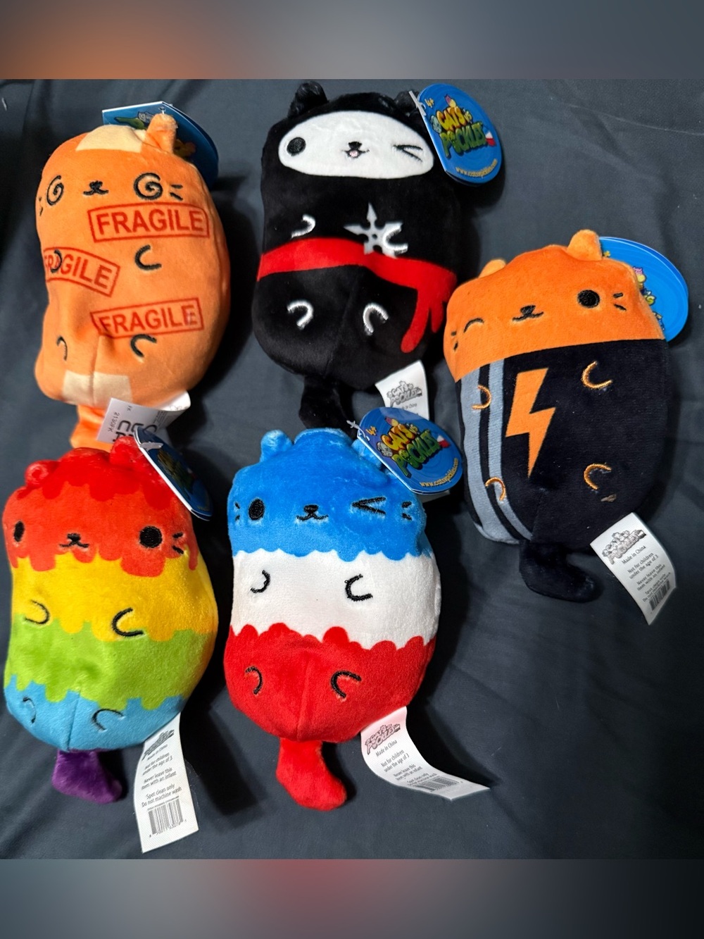 Cats vs Pickles Plush Bundle – 5 NWT Fragile Ninja Piñata Sno-Cone Jolt